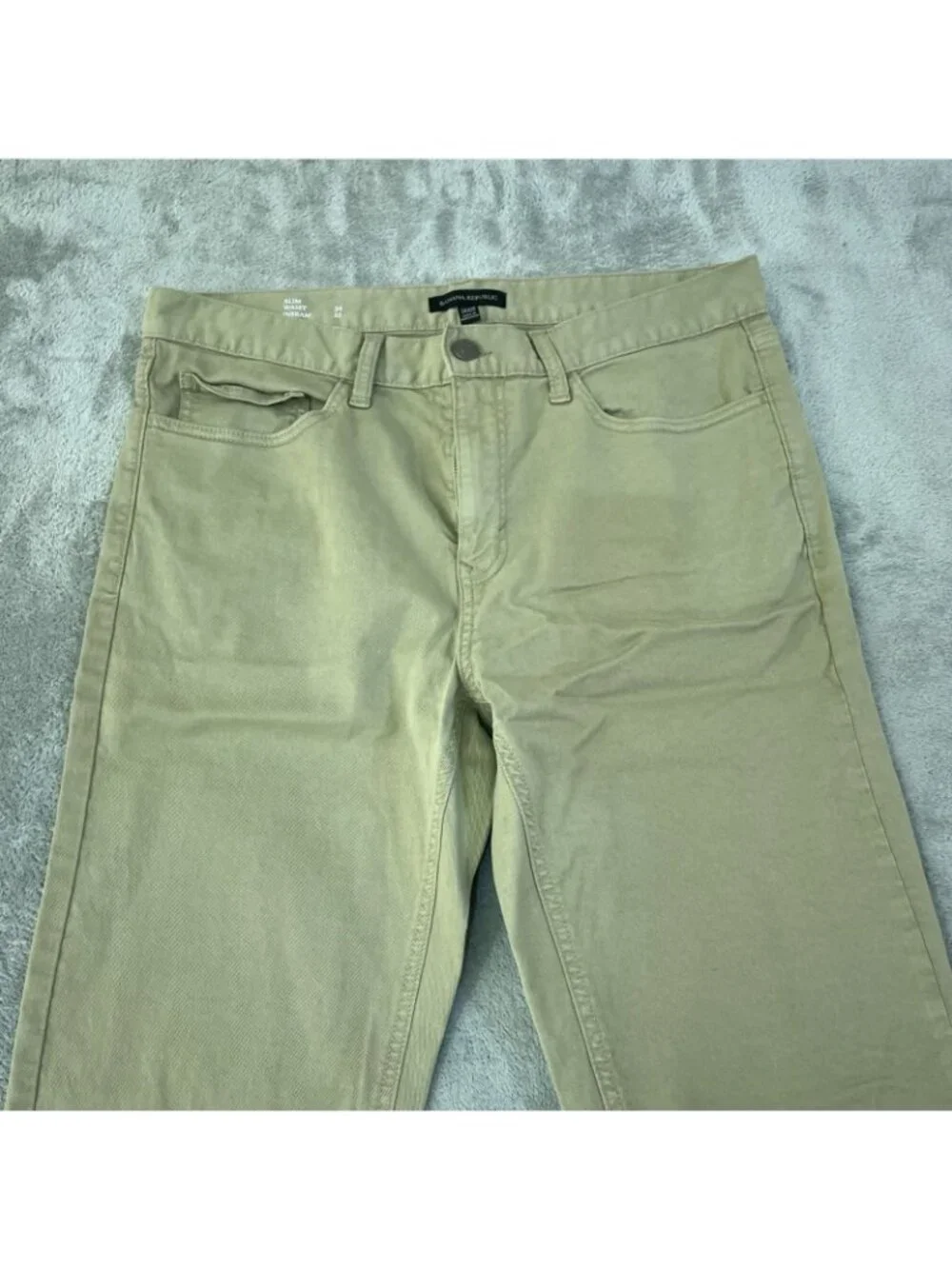 Banana Republic Men's Size 34x32 Slim-Fit Khaki Cotton 5 Pocket Pants